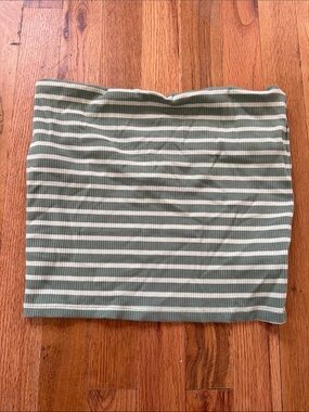 aerie Olive & Cream Striped Tube Tank